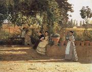 Silvestro lega In the wine bower oil painting picture wholesale
